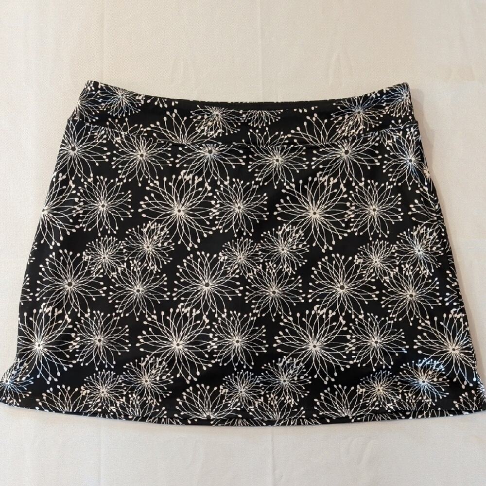 Tranquility Colorado Skort M Black White Floral Athletic Travel Skirt Shorts